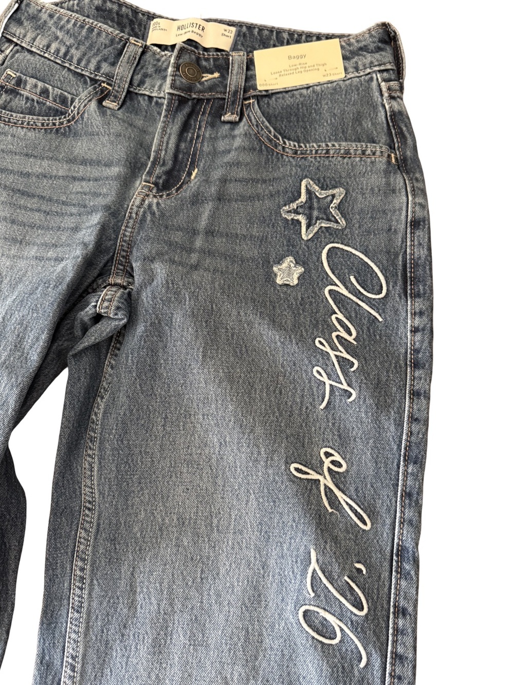 Hollister Women’s Blue Embroidered Class of 2026 Graduation Wide-Leg Jeans - Picture 3 of 4